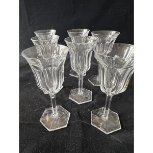 Baccarat Malmaison 5 3/8" wine glass lot of 7 France signed